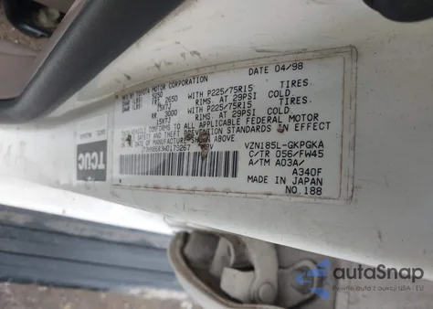 1998 Toyota 4Runner Sr5 V6 from USA, damaged, VIN JT3HN86R3W0179267